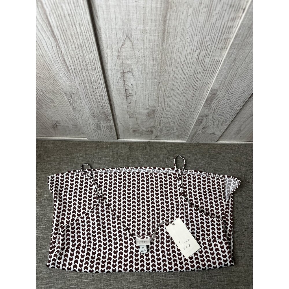 A New Day Womens XS Brown & White Patterned Sleeveless Camisole Top Cami - Picture 3 of 7